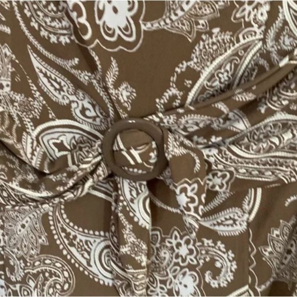 NWT Perceptions XL Brown and White Versatile SS Midi-Length Dress - Picture 3 of 8